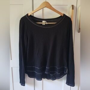 Paper Crane Top Womens L Charcoal Knit Soft Casual